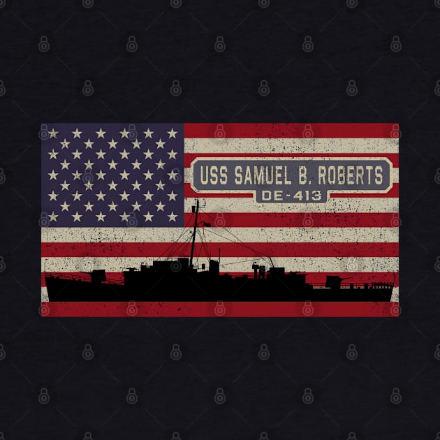 Samuel B. Roberts DE-413 Destroyer Escort Ship Diagram USA American Flag Gift by Battlefields